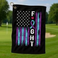Fight Ribbon American Flag Suicide Prevention Awareness Golf Towel thumb 1