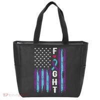 Fight Ribbon American Flag Suicide Prevention Awareness Tote Bag thumb 0