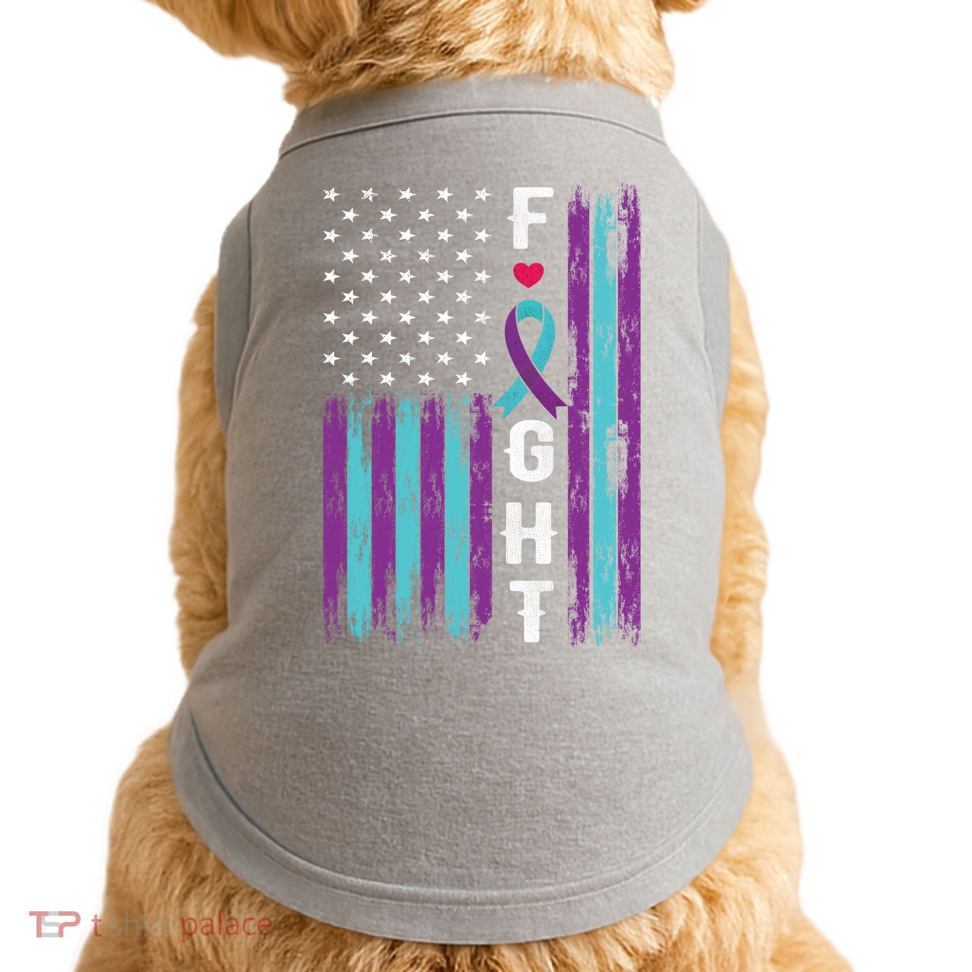 Fight Ribbon American Flag Suicide Prevention Awareness Doggie Tank