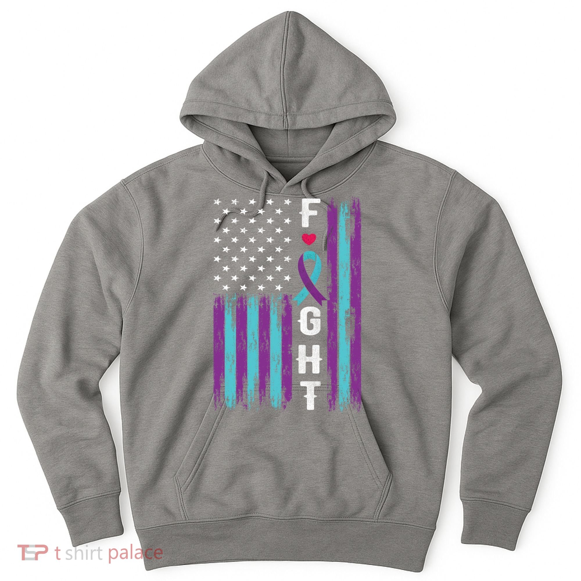 Fight Ribbon American Flag Suicide Prevention Awareness Hoodie