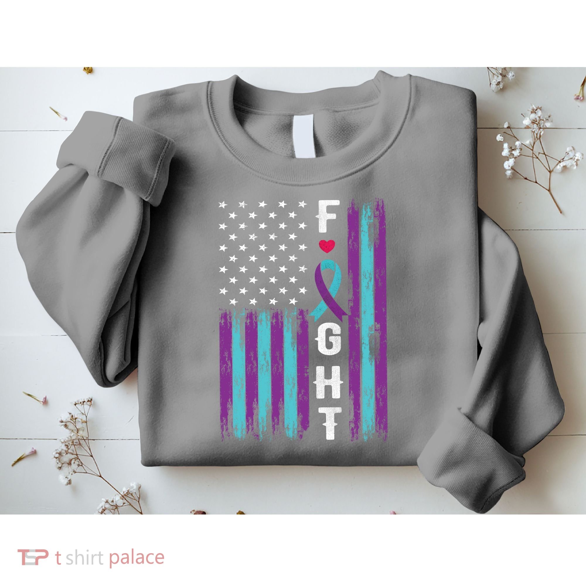 Fight Ribbon American Flag Suicide Prevention Awareness Sweatshirt