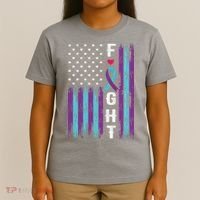 Fight Ribbon American Flag Suicide Prevention Awareness T-Shirt thumb 4