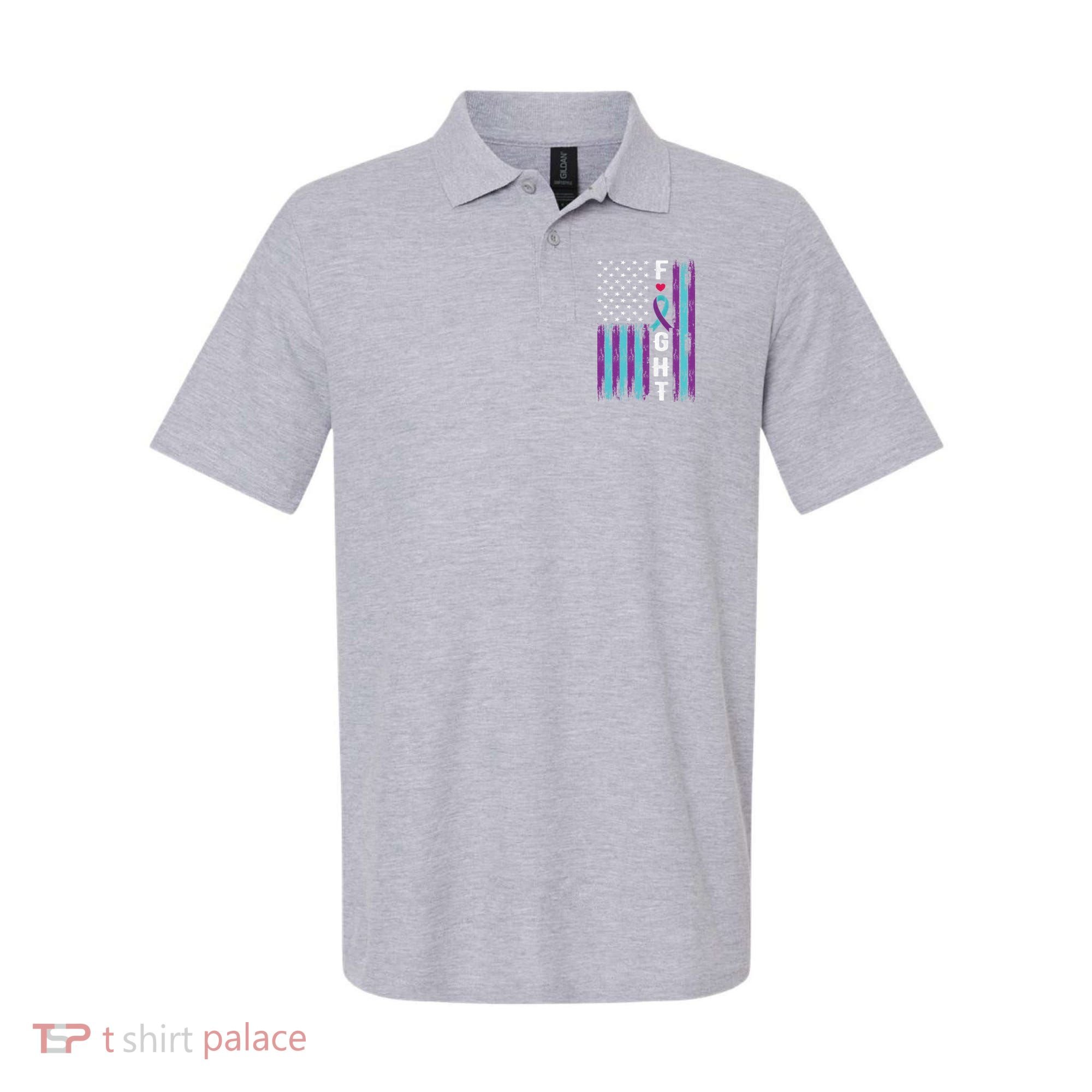 Fight Ribbon American Flag Suicide Prevention Awareness Polo