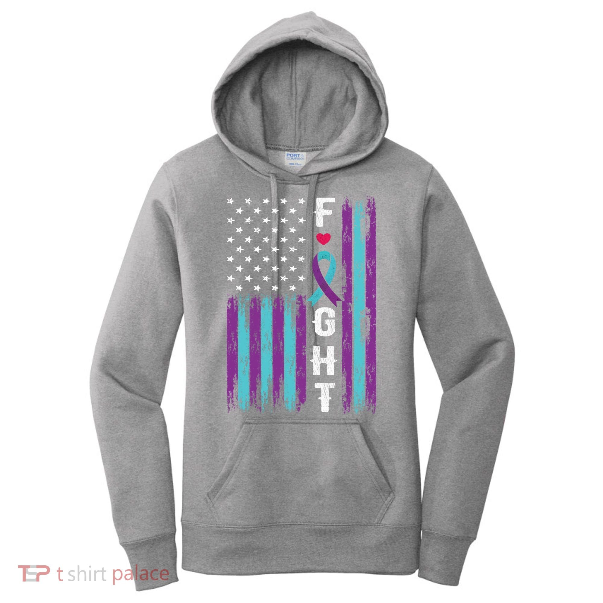 Fight Ribbon American Flag Suicide Prevention Awareness Women's Hoodie