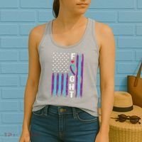 Fight Ribbon American Flag Suicide Prevention Awareness Women's Tank Top thumb 2