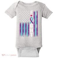 Fight Ribbon American Flag Suicide Prevention Awareness Baby Bodysuit thumb 0