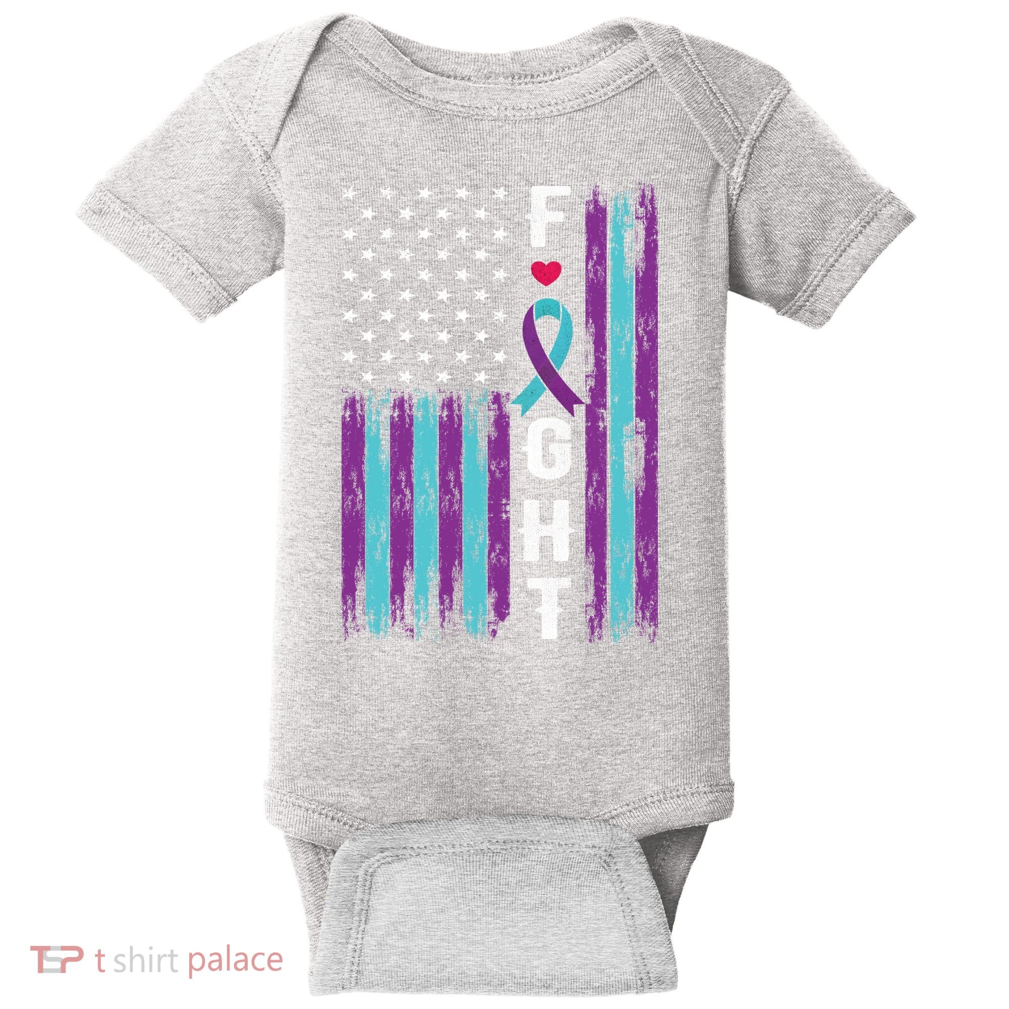 Fight Ribbon American Flag Suicide Prevention Awareness Baby Bodysuit