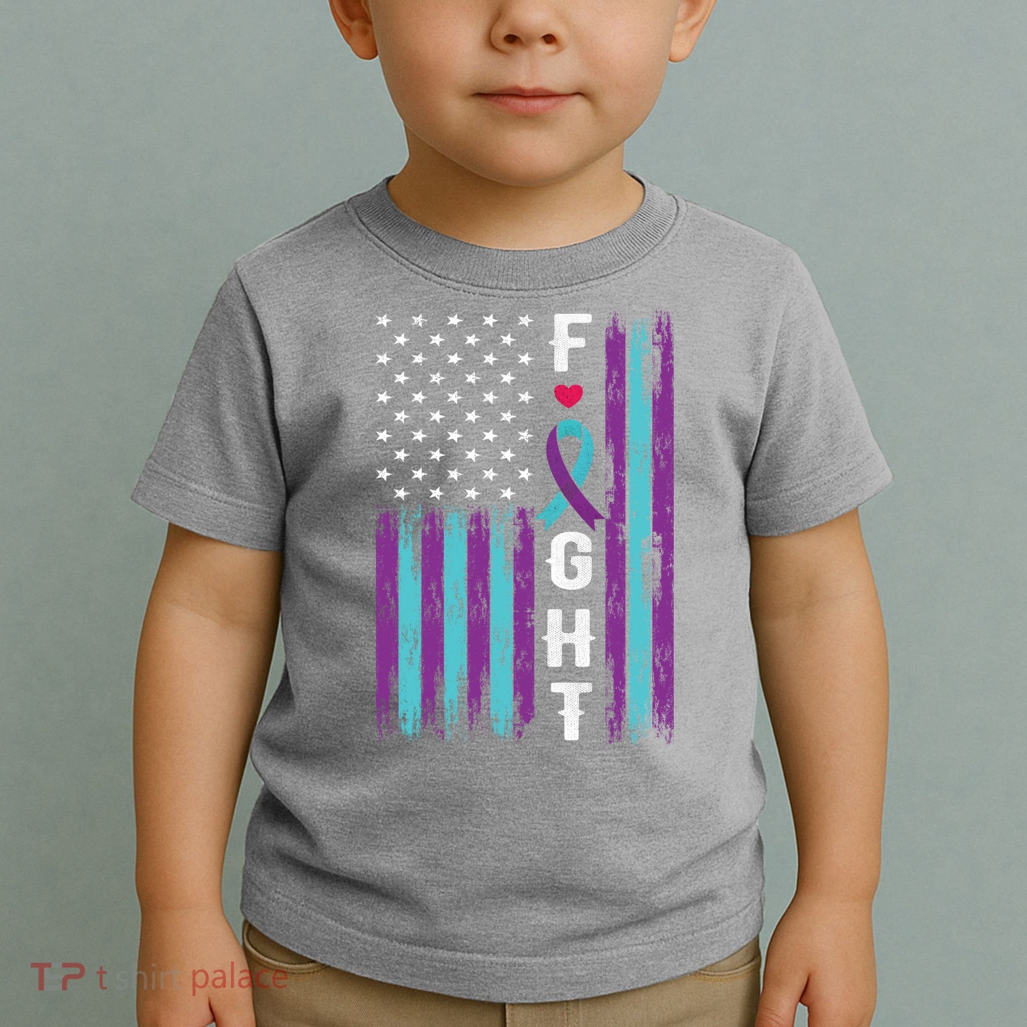 Fight Ribbon American Flag Suicide Prevention Awareness Toddler T-Shirt