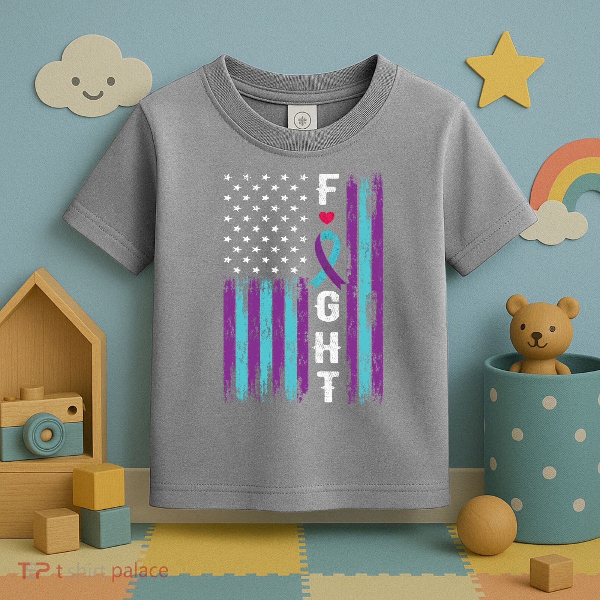 Fight Ribbon American Flag Suicide Prevention Awareness Toddler T-Shirt