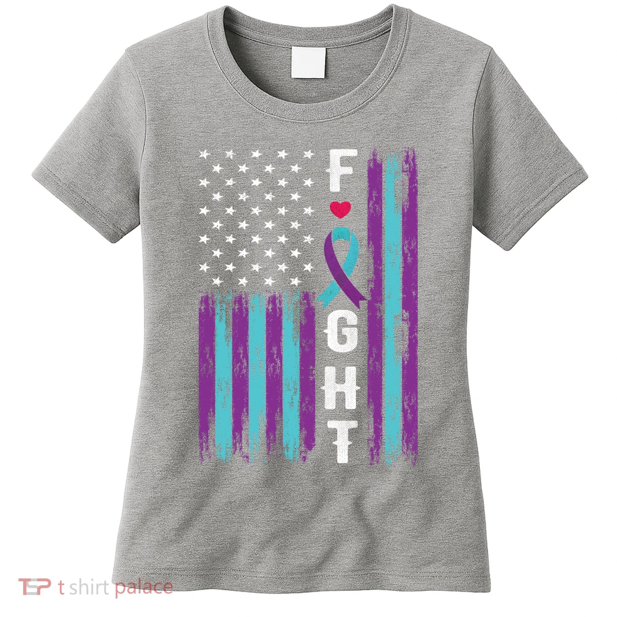 Fight Ribbon American Flag Suicide Prevention Awareness Women's T-Shirt