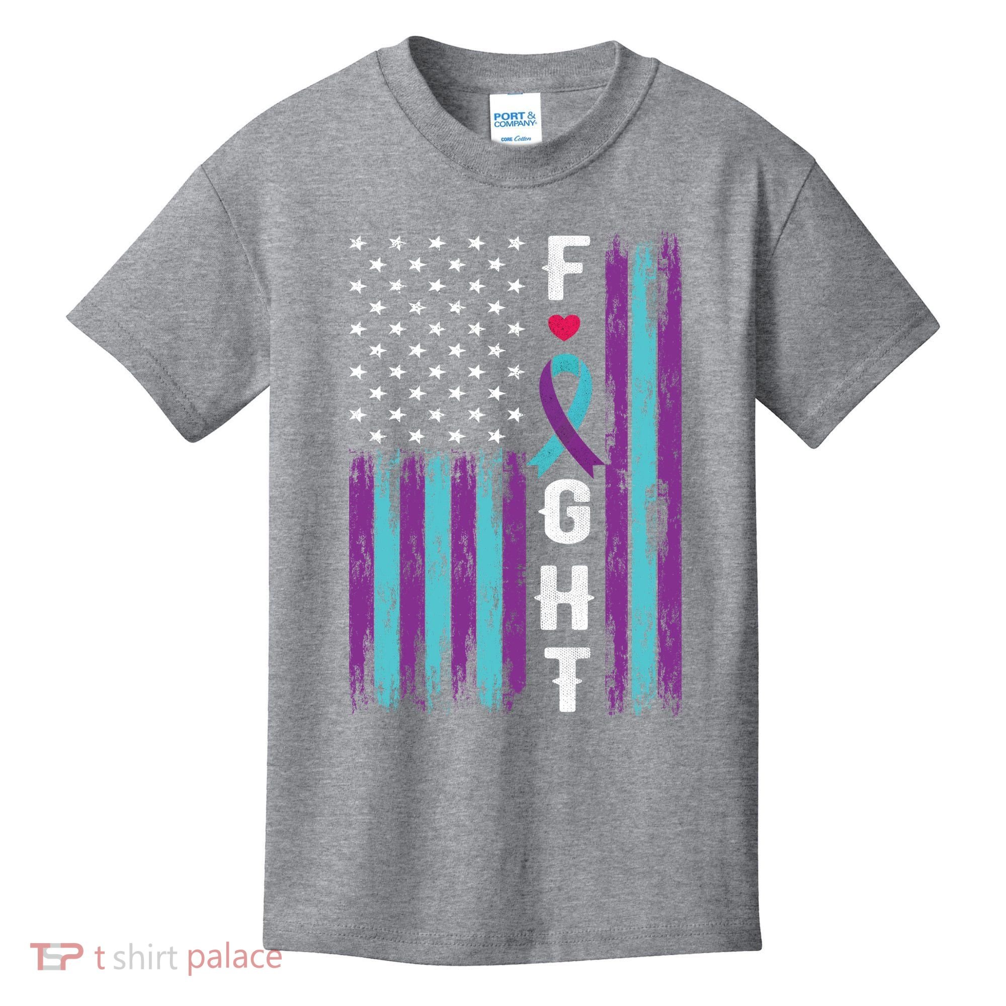 Fight Ribbon American Flag Suicide Prevention Awareness Kids T-Shirt