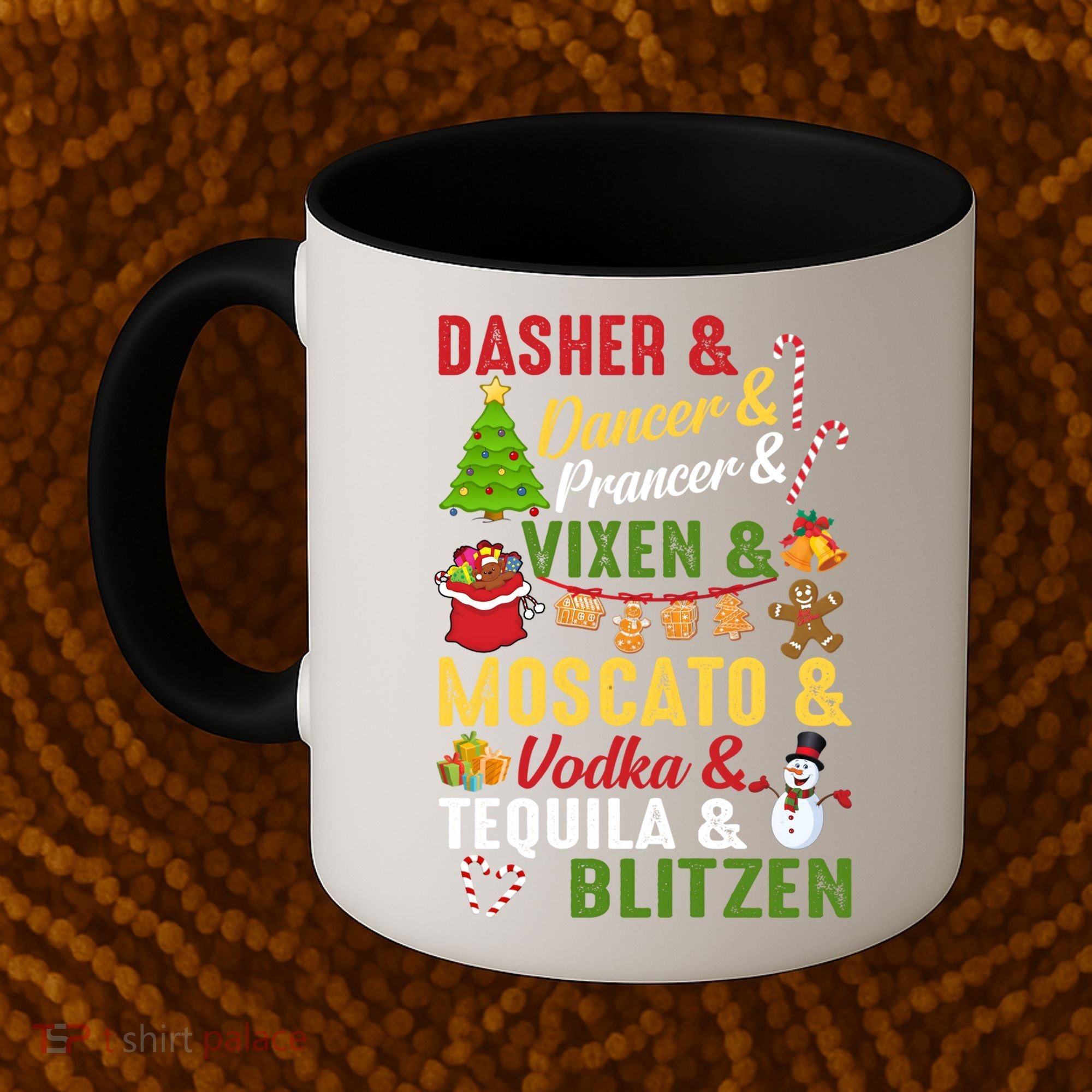 Funny Reindeer Alcohol Names Christmas Party Gift Coffee Mug
