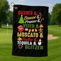 Funny Reindeer Alcohol Names Christmas Party Gift Golf Towel thumb 1
