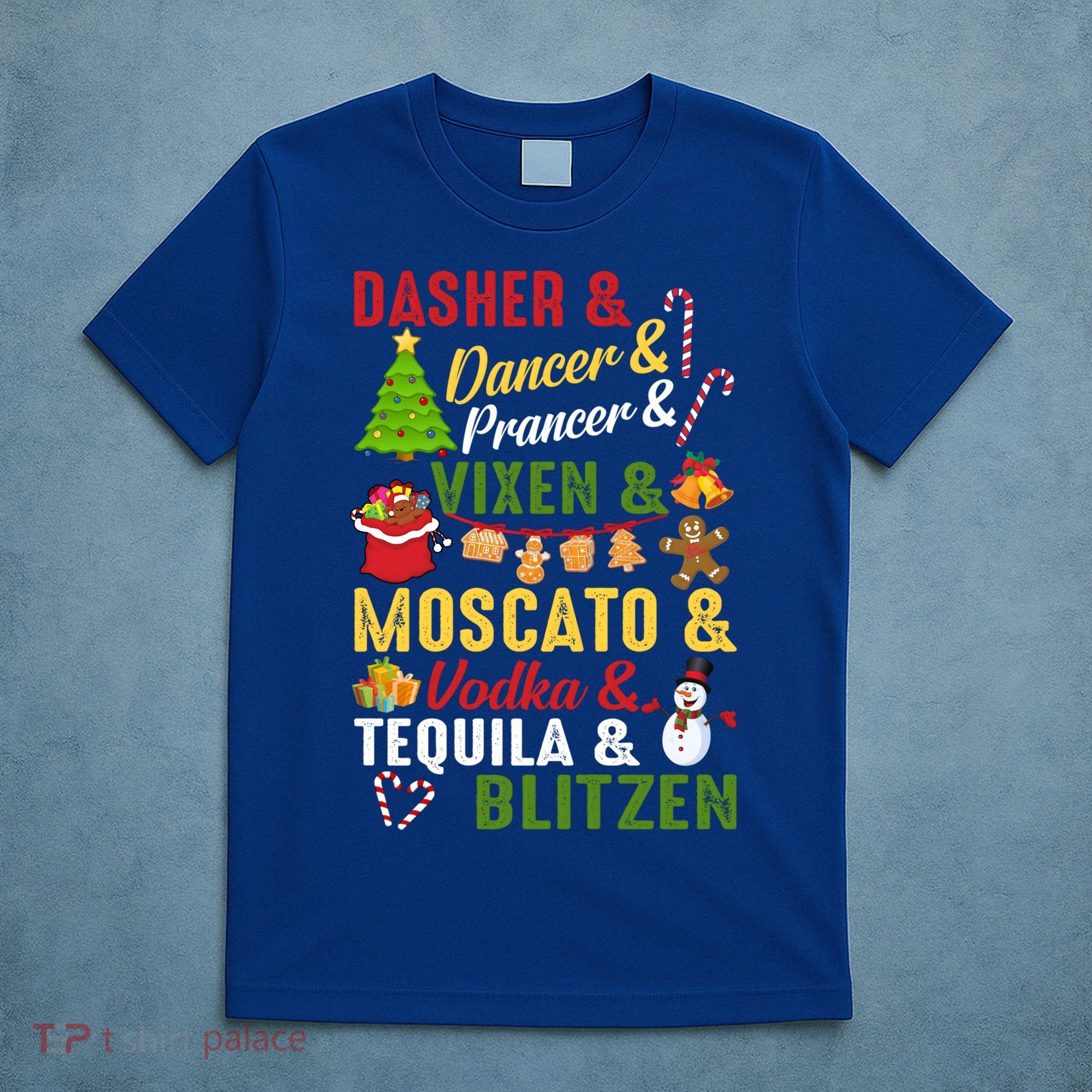 Funny Reindeer Alcohol Names Christmas Party Gift T-Shirt