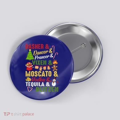 Funny Reindeer Alcohol Names Christmas Party Gift Button