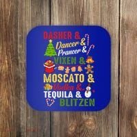 Funny Reindeer Alcohol Names Christmas Party Gift Coaster thumb 0