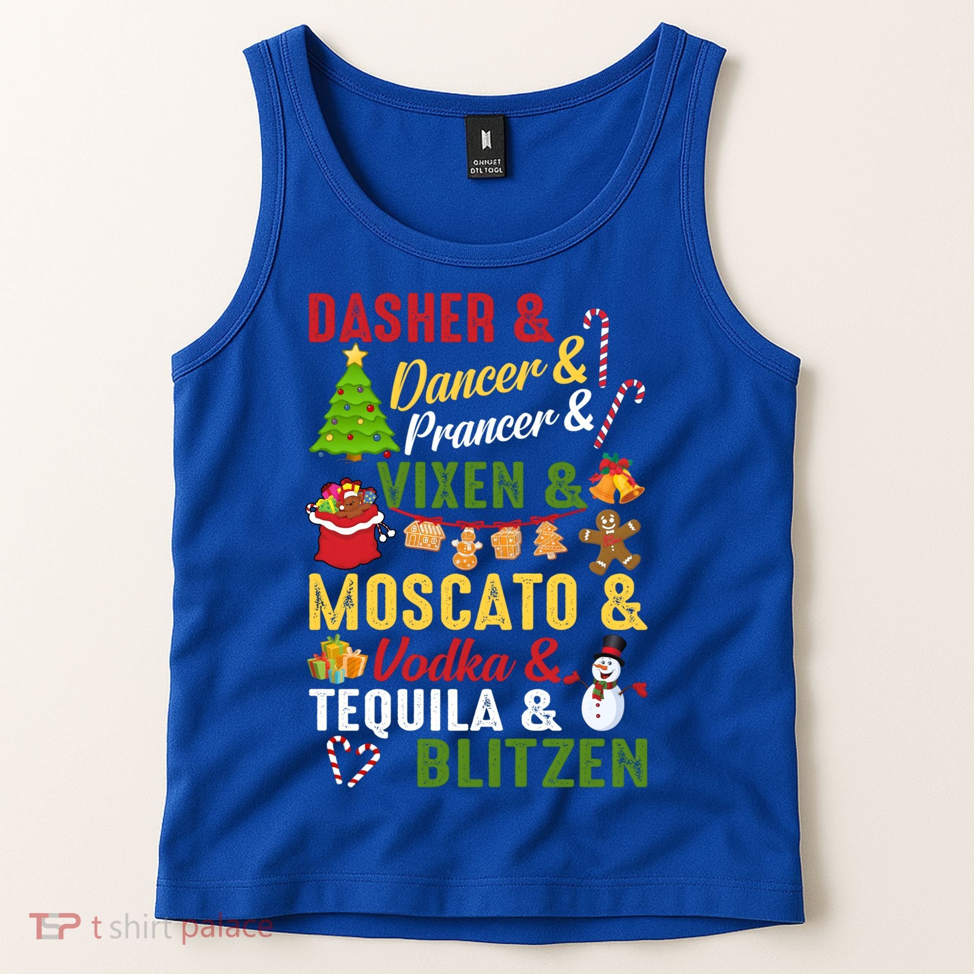 Funny Reindeer Alcohol Names Christmas Party Gift Tank Top