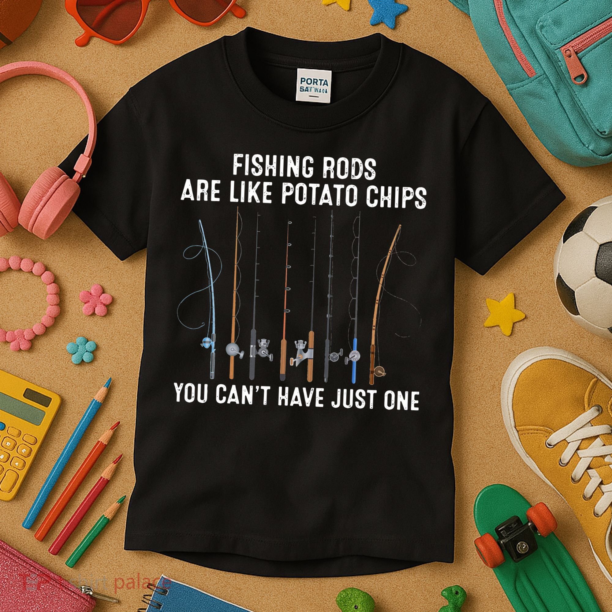 Fishing Rods Are Like Potatos Chips Kids T-Shirt