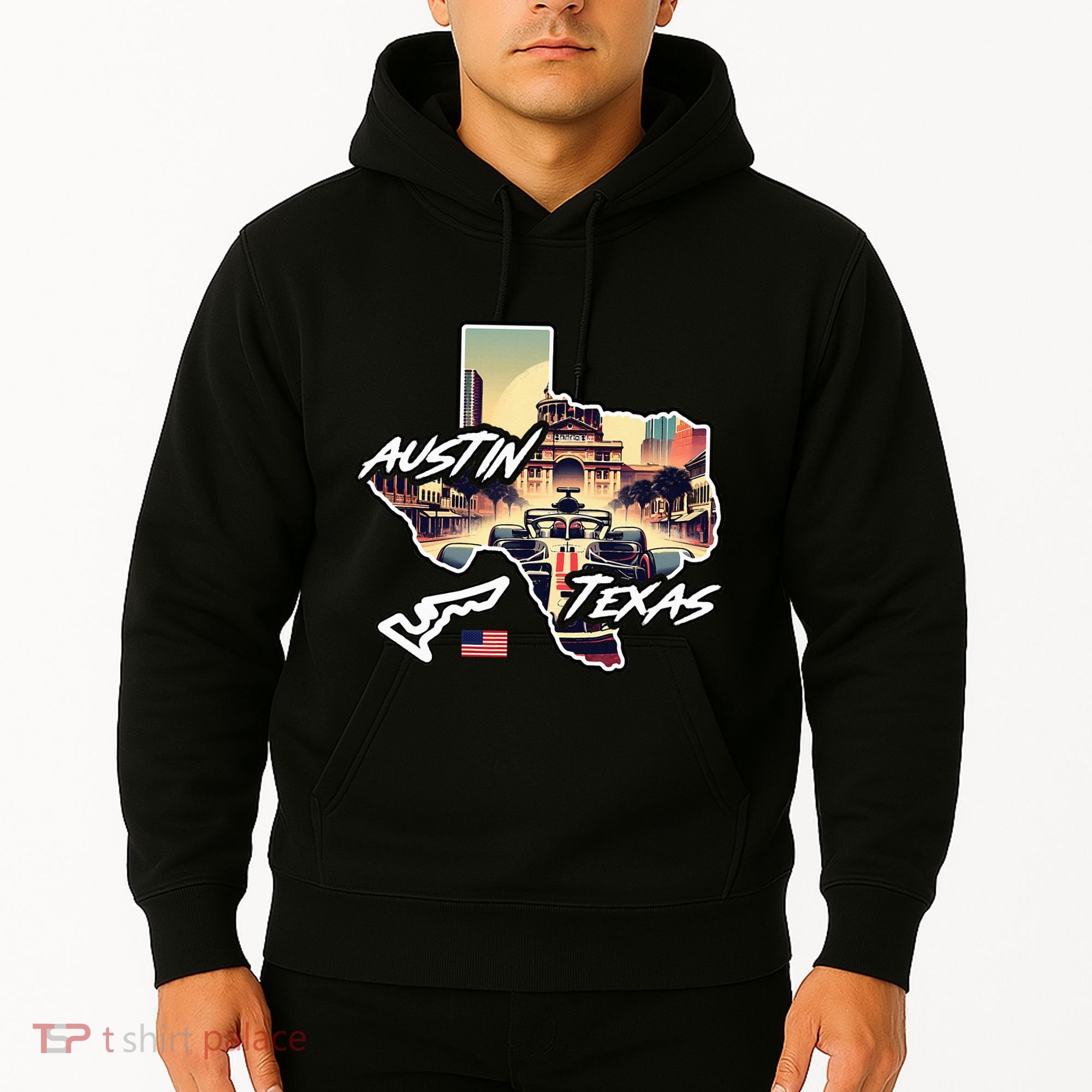 Formula Racing Austin Texas Open Wheel Car Circuit Usa Flag Hoodie