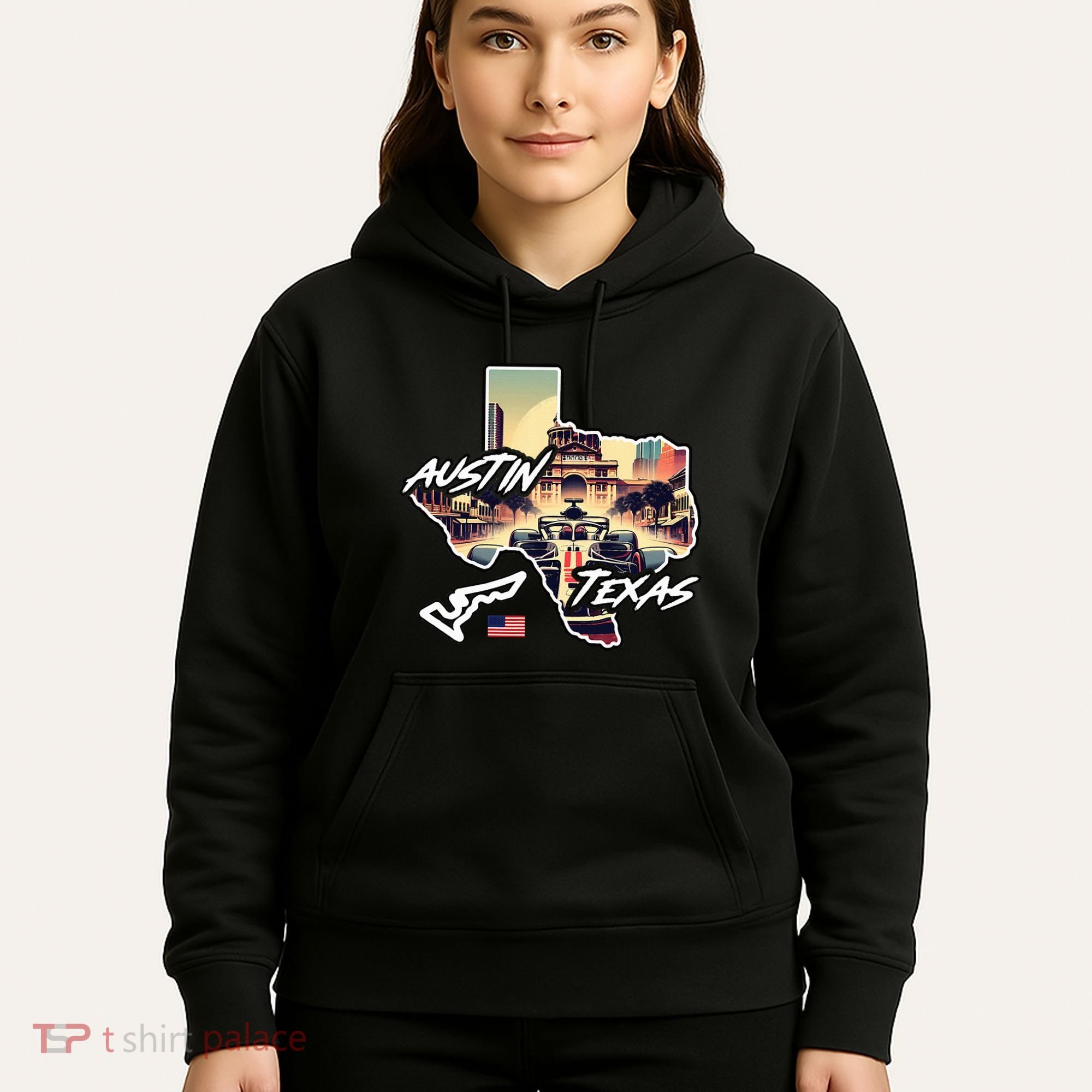 Formula Racing Austin Texas Open Wheel Car Circuit Usa Flag Hoodie
