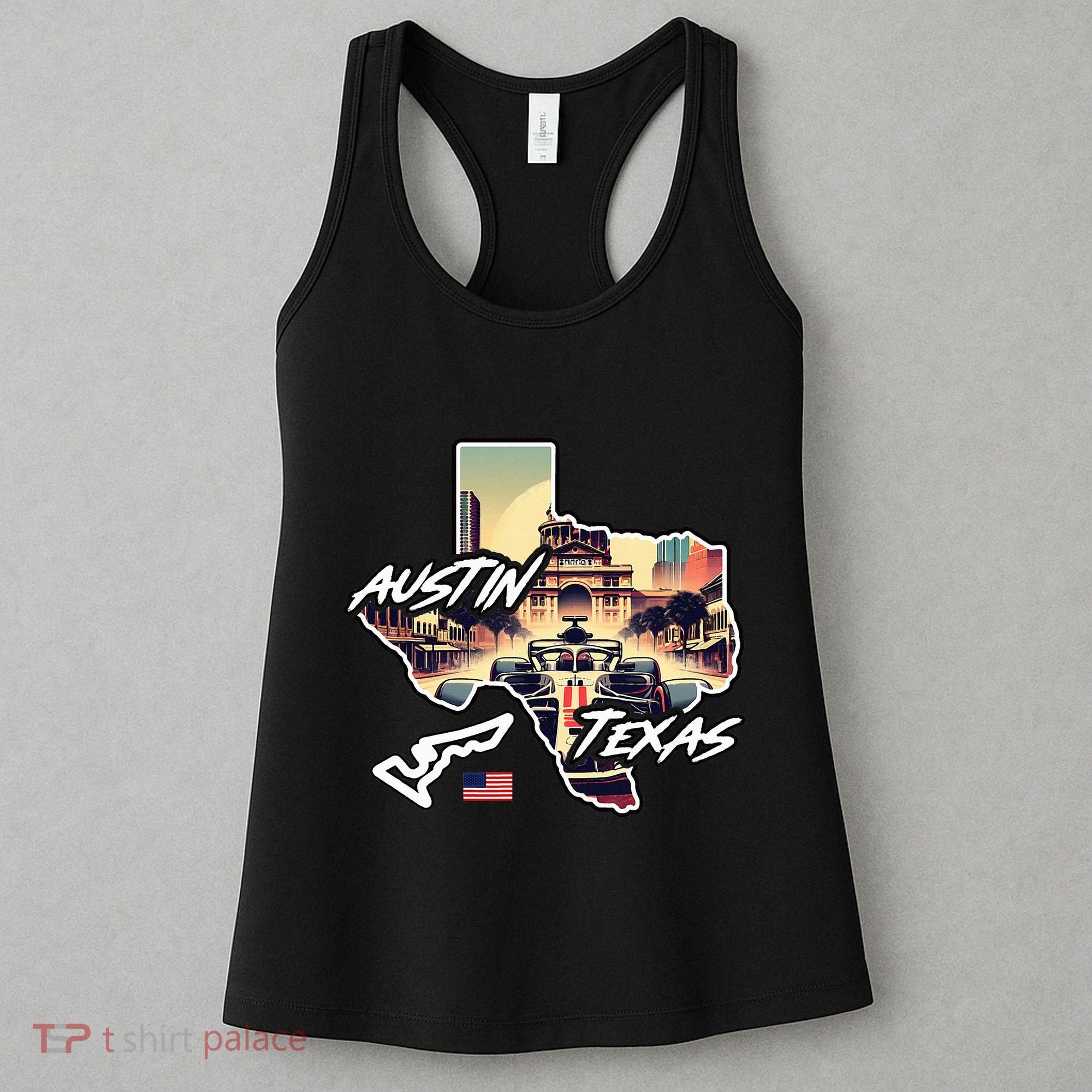 Formula Racing Austin Texas Open Wheel Car Circuit Usa Flag Women's Tank Top