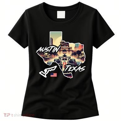 Formula Racing Austin Texas Open Wheel Car Circuit Usa Flag Women's T-Shirt