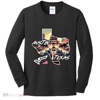 Formula Racing Austin Texas Open Wheel Car Circuit Usa Flag Kids Long Sleeve Shirt thumb 0