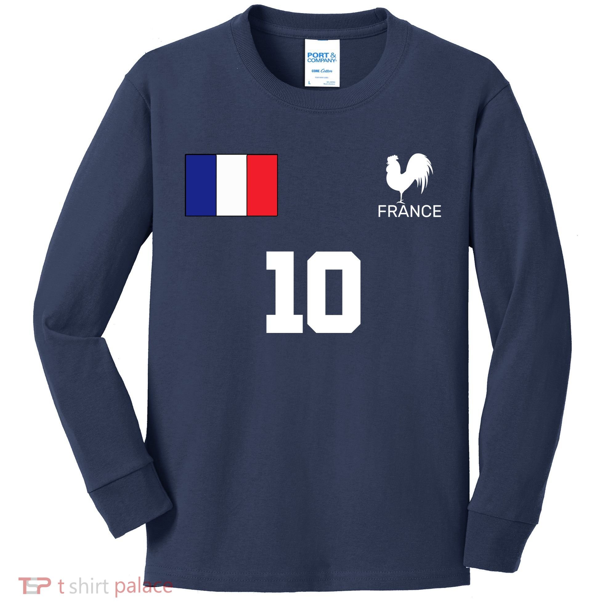 France Soccer Jersey Kids Long Sleeve Shirt