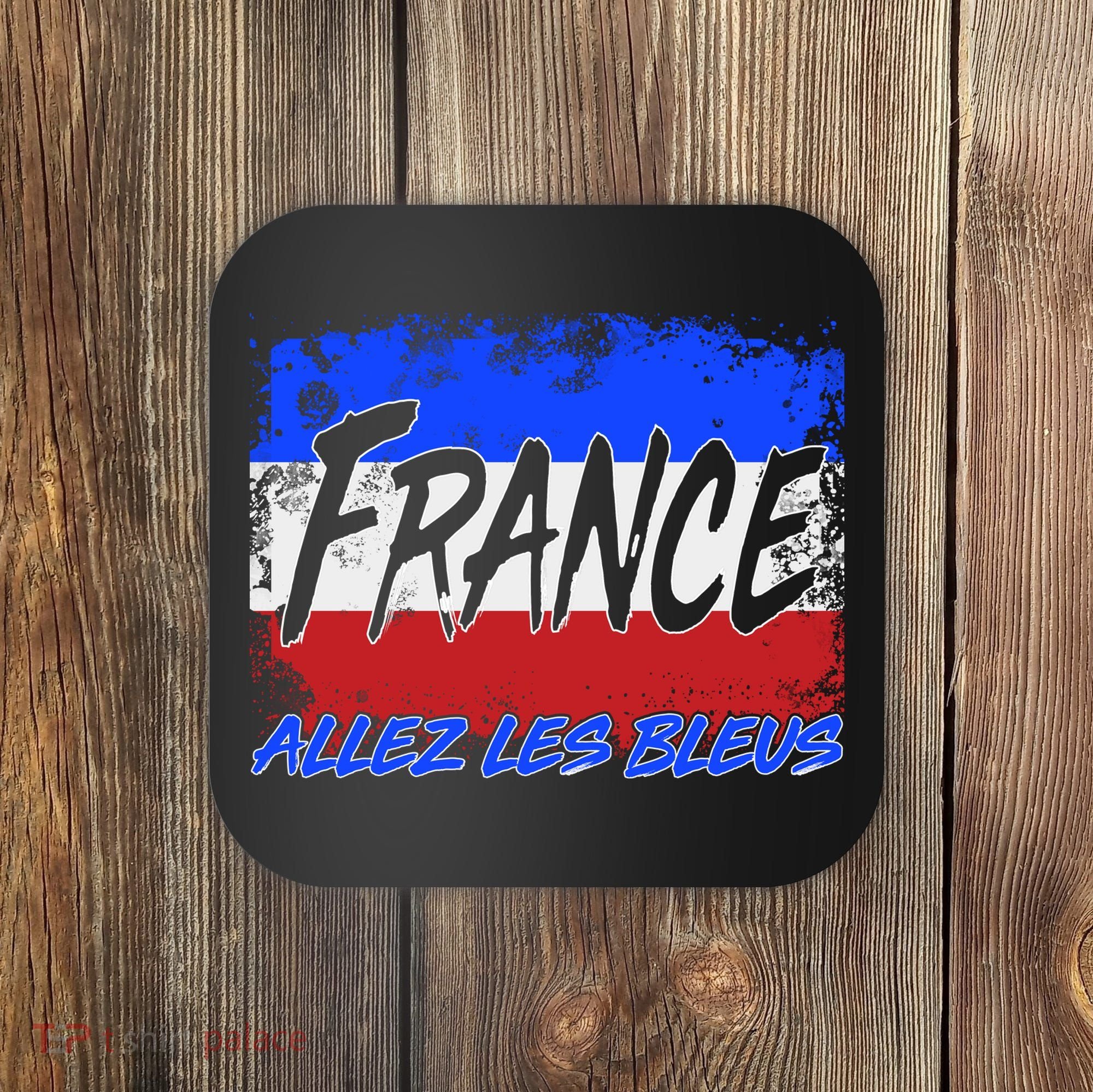 France Team Flag Allez Les Bleus Soccer Coaster
