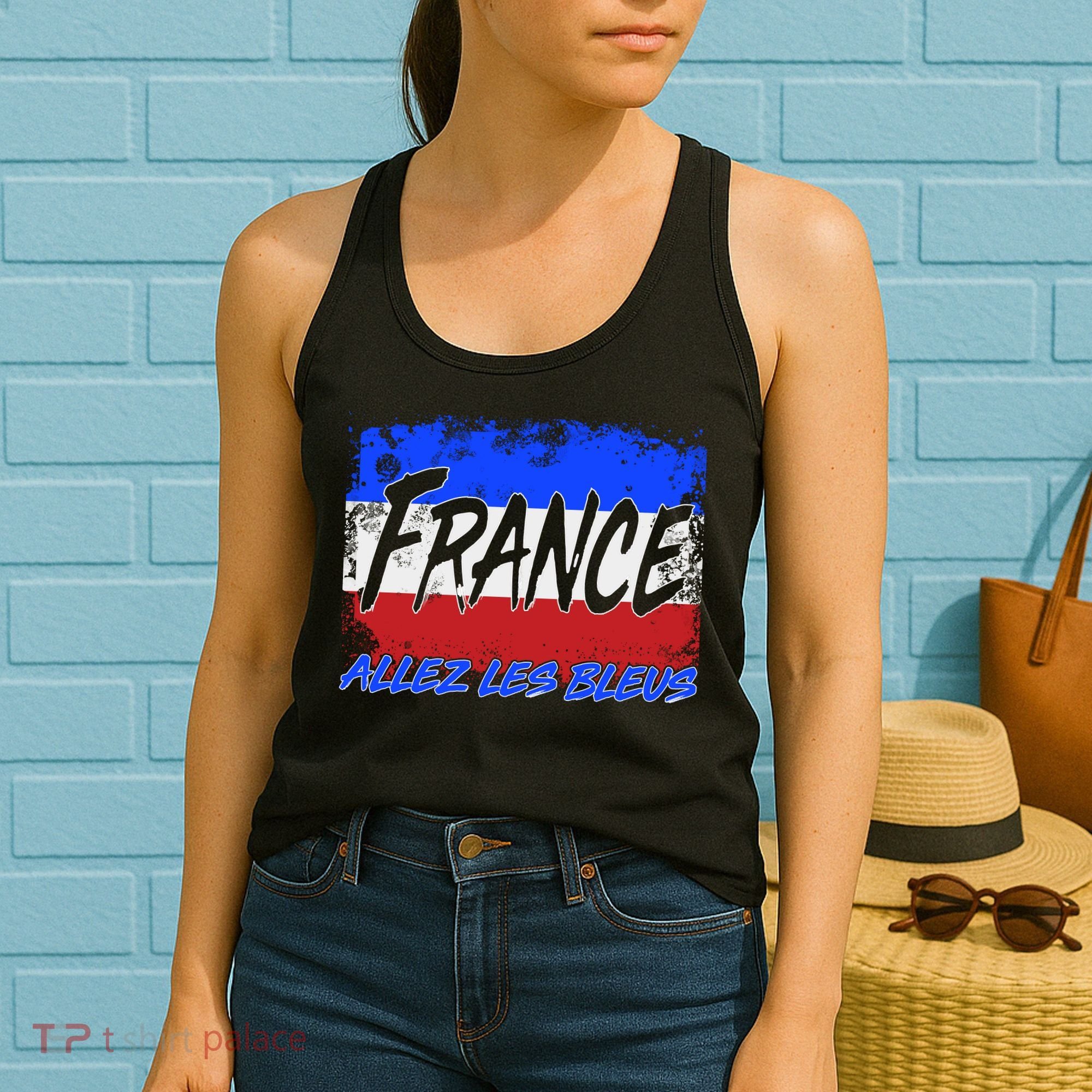 France Team Flag Allez Les Bleus Soccer Women's Tank Top