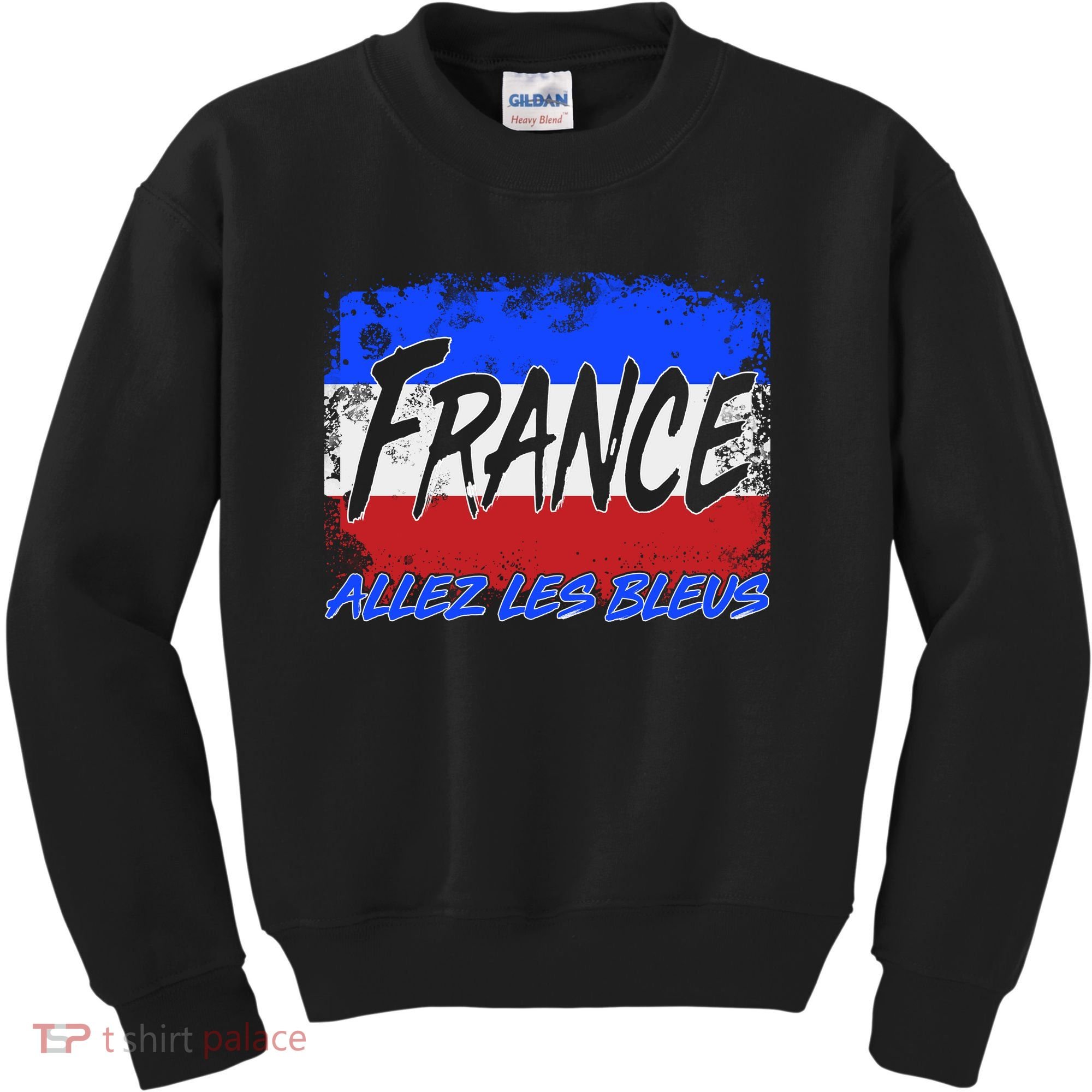 France Team Flag Allez Les Bleus Soccer Kids Sweatshirt