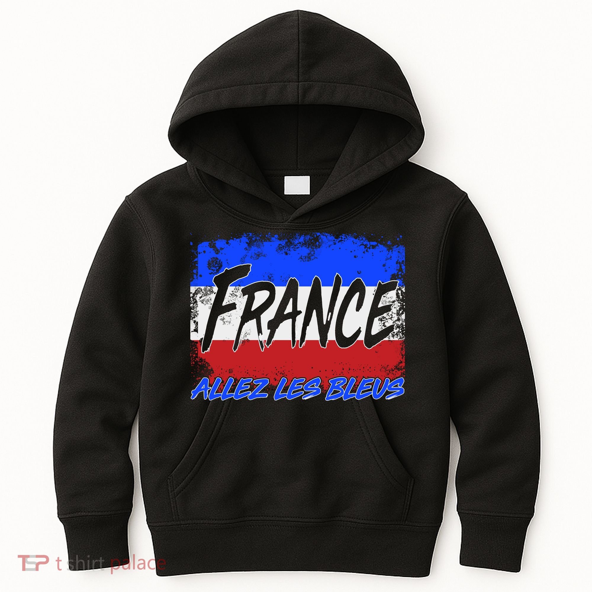 France Team Flag Allez Les Bleus Soccer Kids Hoodie