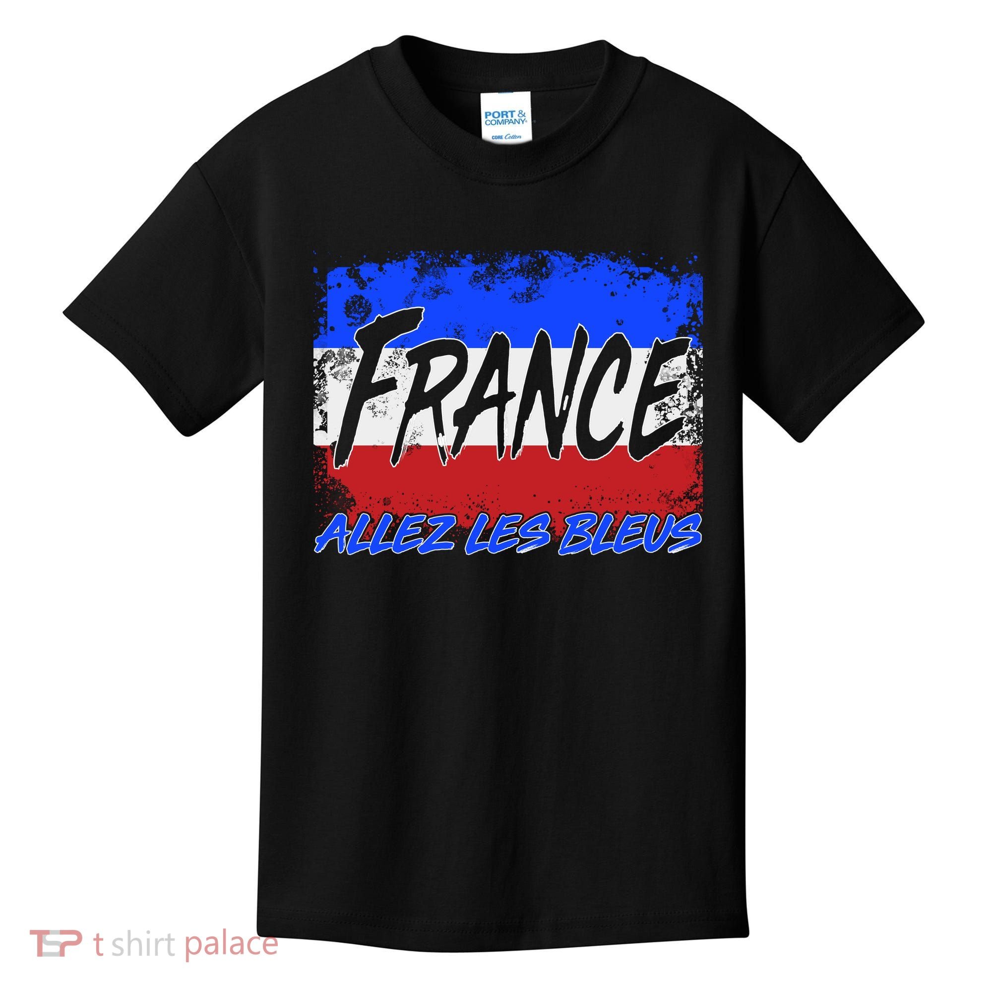 France Team Flag Allez Les Bleus Soccer Kids T-Shirt