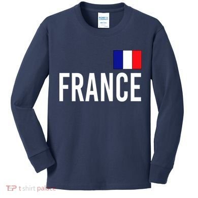 France Team Flag Logo Kids Long Sleeve Shirt