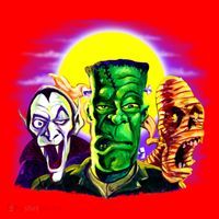 Frankenstein Halloween Monsters Santa Hat thumb 1
