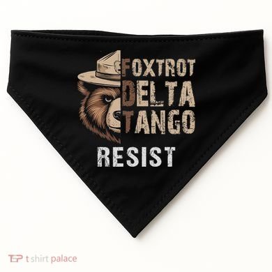Funny Resist Bear Foxtrots Delta Tangos Funny Resist Bear USA-Made Doggie Bandana