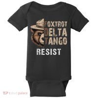 Funny Resist Bear Foxtrots Delta Tangos Funny Resist Bear Baby Bodysuit thumb 0