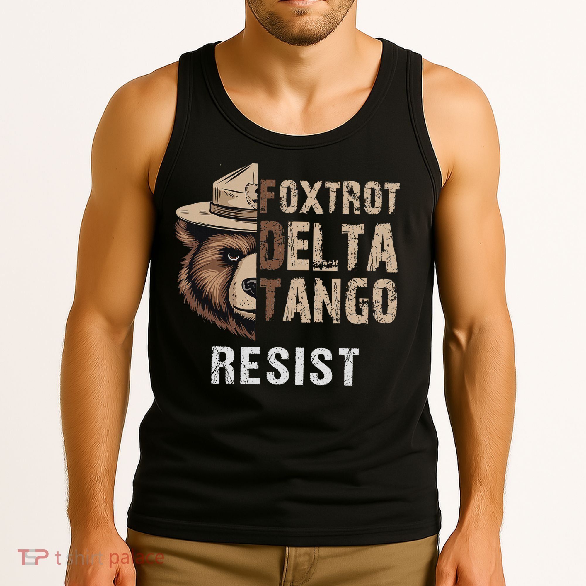 Funny Resist Bear Foxtrots Delta Tangos Funny Resist Bear Tank Top