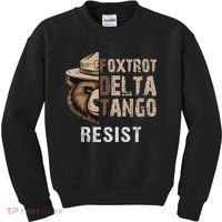 Funny Resist Bear Foxtrots Delta Tangos Funny Resist Bear Kids Sweatshirt thumb 0
