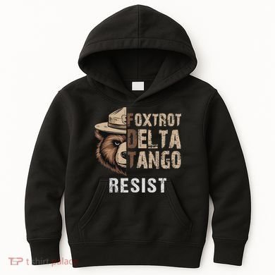 Funny Resist Bear Foxtrots Delta Tangos Funny Resist Bear Kids Hoodie