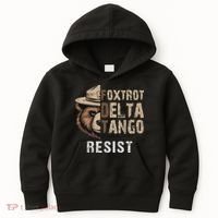 Funny Resist Bear Foxtrots Delta Tangos Funny Resist Bear Kids Hoodie thumb 0