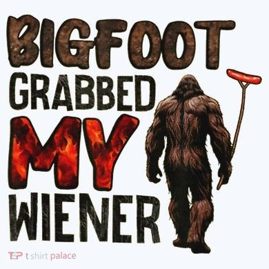 Funny Retro Bigfoot, Bigfoot Grabbed My Wiener Design USA-Made Doggie Bandana