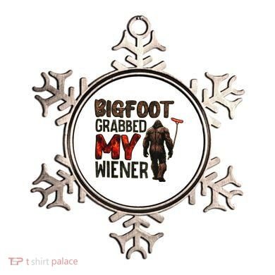 Funny Retro Bigfoot, Bigfoot Grabbed My Wiener Design Ornament