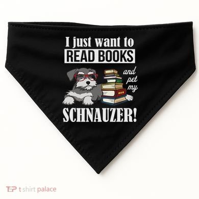 Funny Read Books Miniature Schnauzer Lover USA-Made Doggie Bandana