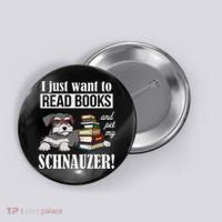 Funny Read Books Miniature Schnauzer Lover Button thumb 0
