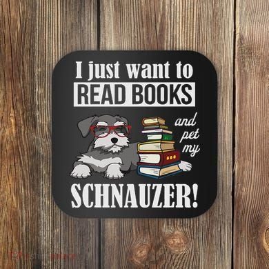 Funny Read Books Miniature Schnauzer Lover Coaster
