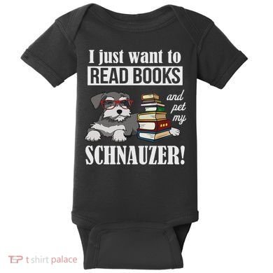 Funny Read Books Miniature Schnauzer Lover Baby Bodysuit