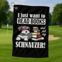 Funny Read Books Miniature Schnauzer Lover Golf Towel thumb 1