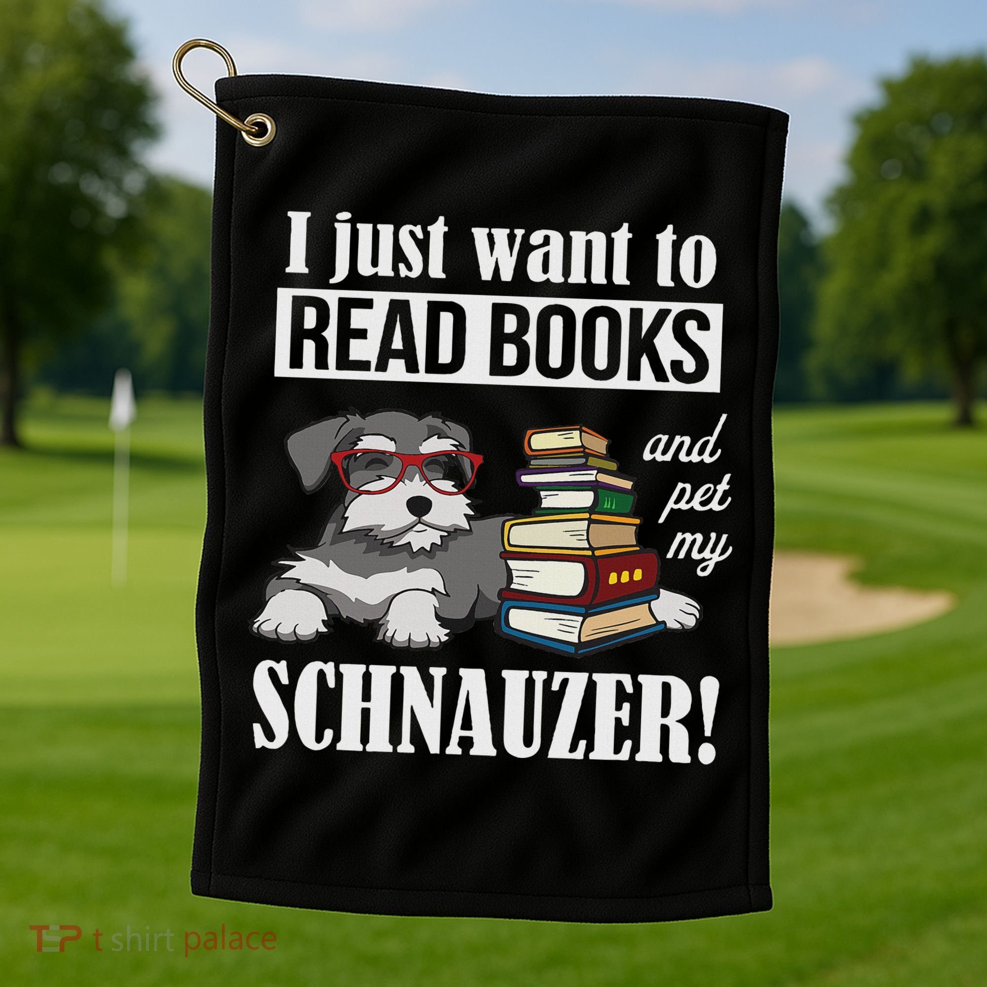 Funny Read Books Miniature Schnauzer Lover Golf Towel