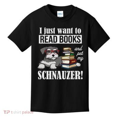Funny Read Books Miniature Schnauzer Lover Kids T-Shirt